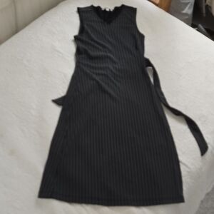 Moa Moa Black Ribbed Sheath Midi Dress